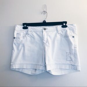 White Distressed Denim Shorts